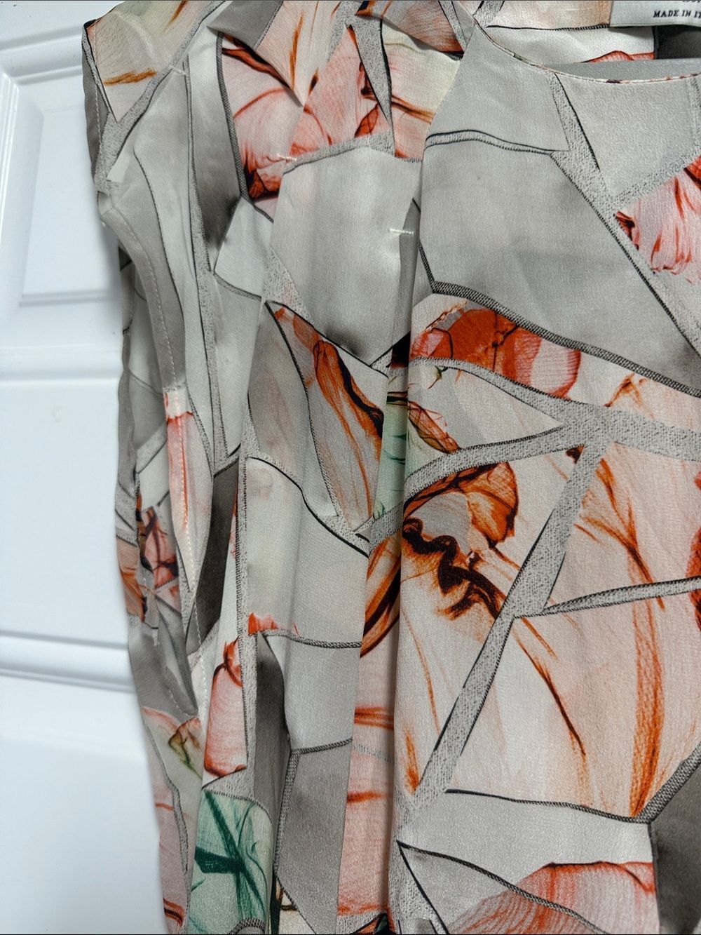 PORTS - Size 10 (44) Sleeveless Floral Abstract Maxi Dress in Beige and Coral - Picture 3 of 6